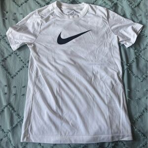Nike boys Dri-fit White Tee with Black Swoosh